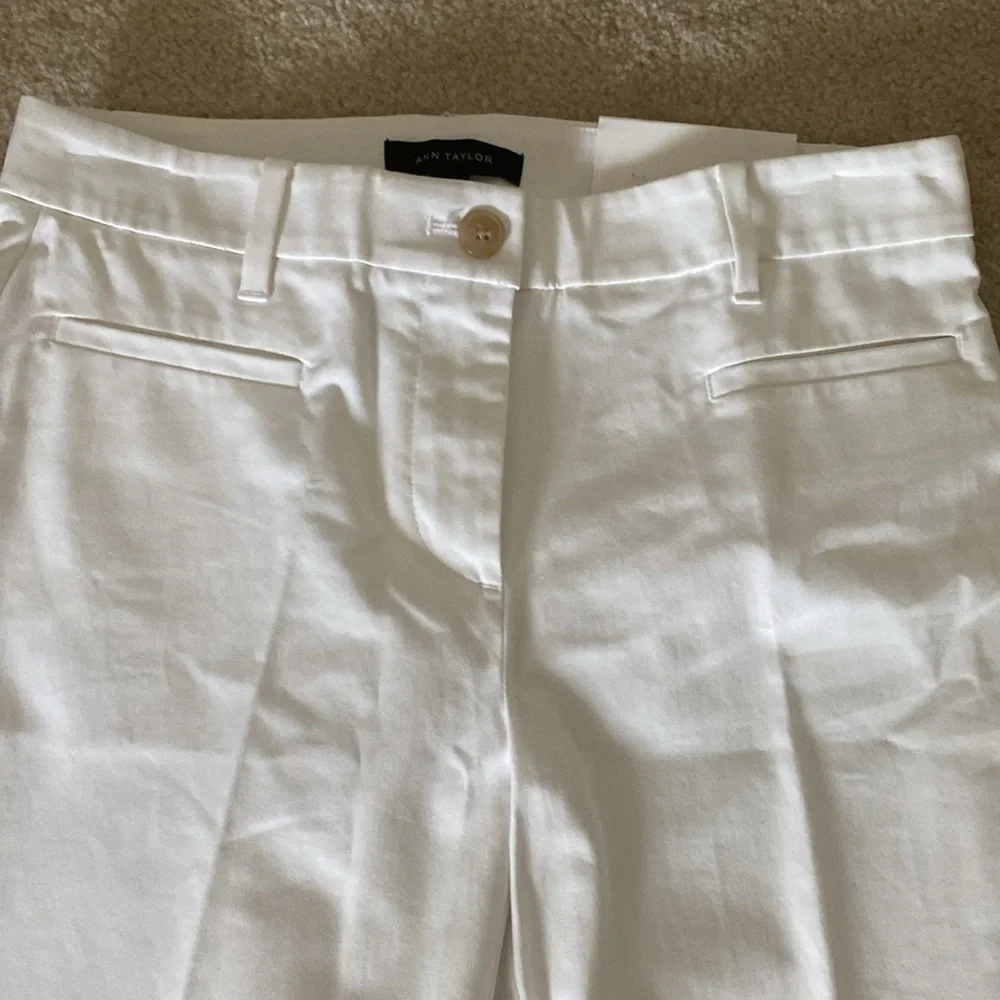 NWT white Ann Taylor mid rise the crop pants size zero - Picture 2 of 7